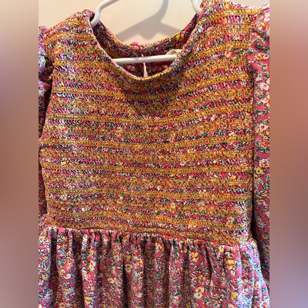 Mini Boden Shirred Bodice Long Sleeve Floral Spring Dress Girls 5-6 - Picture 10 of 10